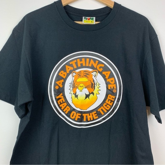 A Bathing Ape Other - BAPE T-Shirt Men’s A Bathing Ape Year Of The Tiger Size XL Black Logo EUC